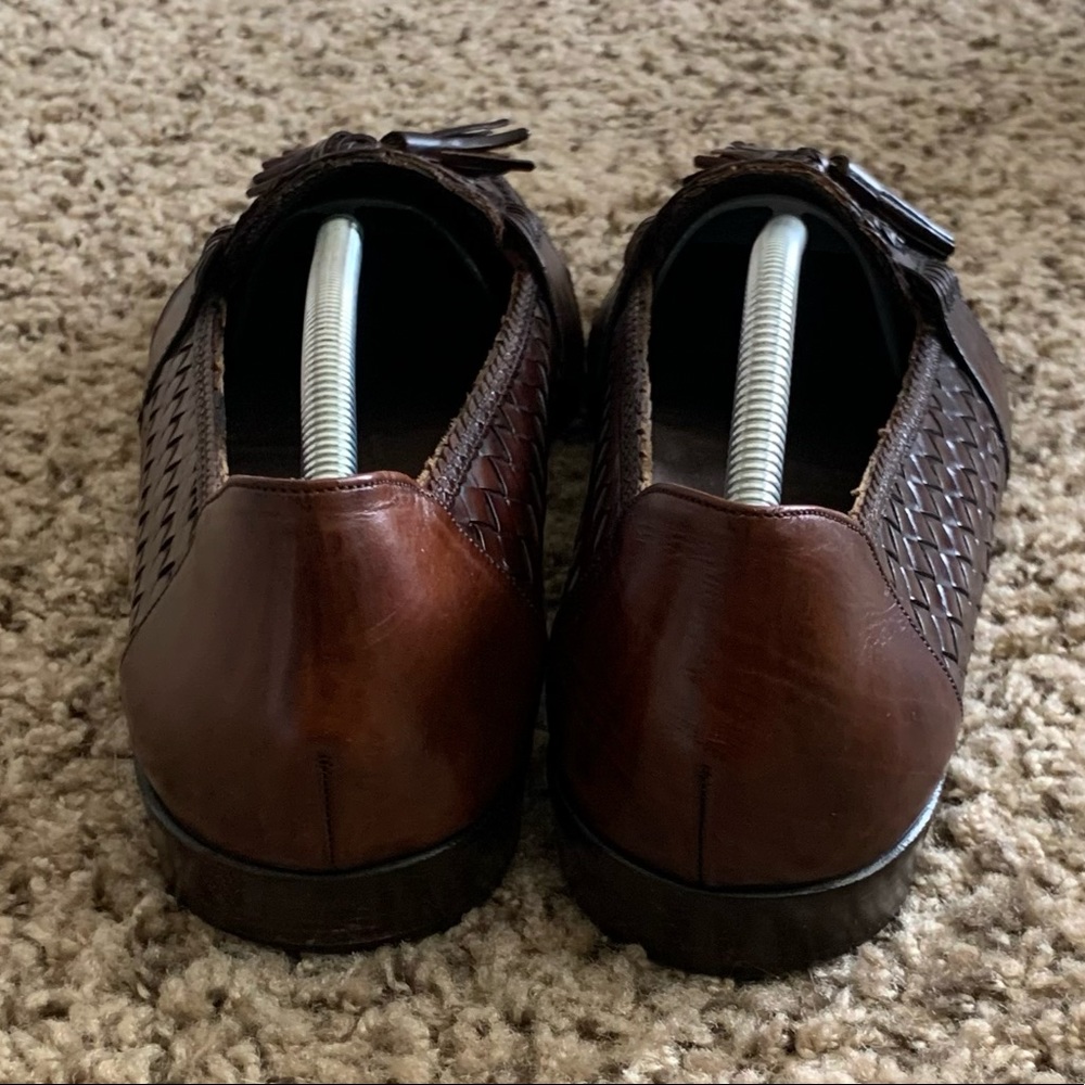 Cole Haan Brown Woven Leather Tassel Loafers - Picture 4 of 7